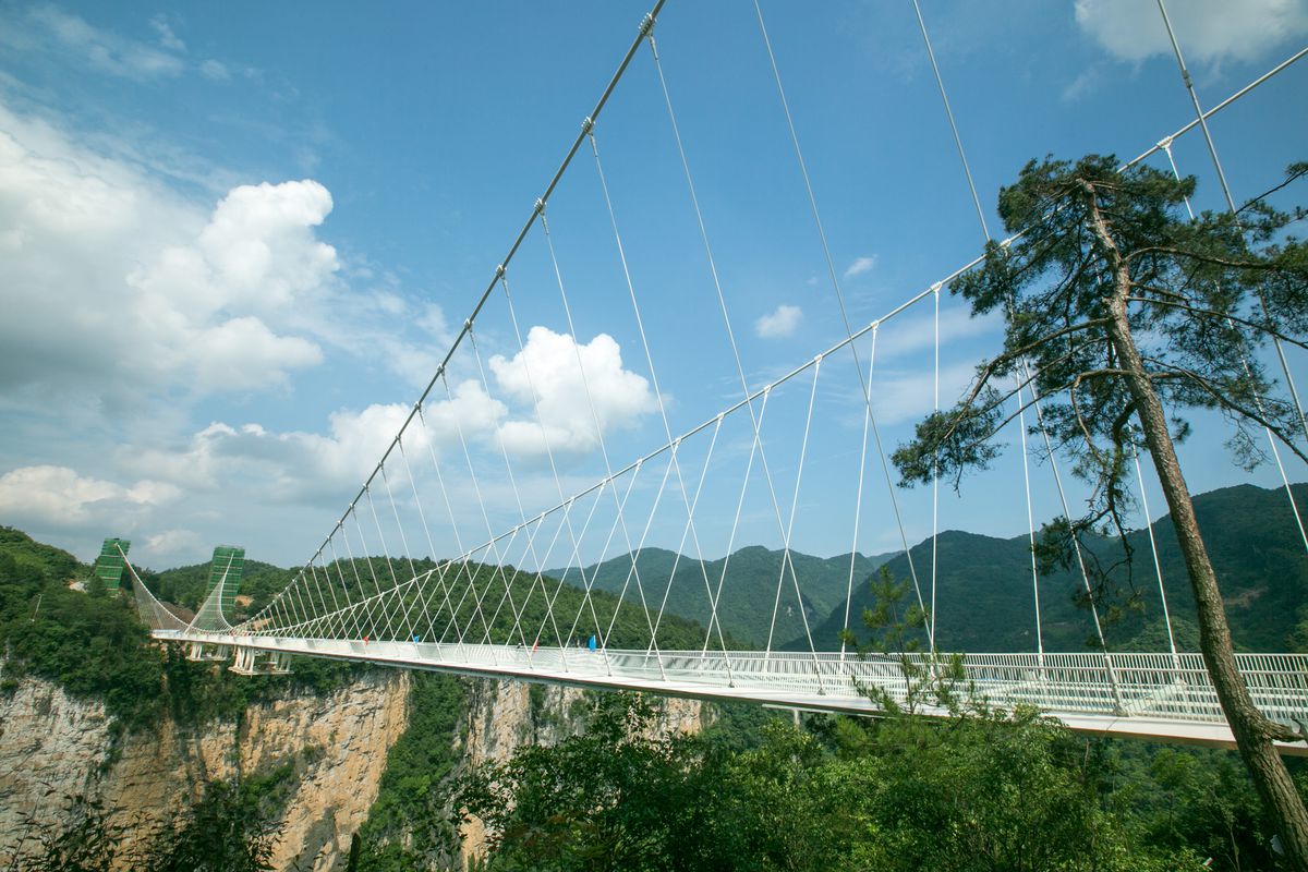 The Zhangjiajie Grand Canyon glass bridge spanning the gorge